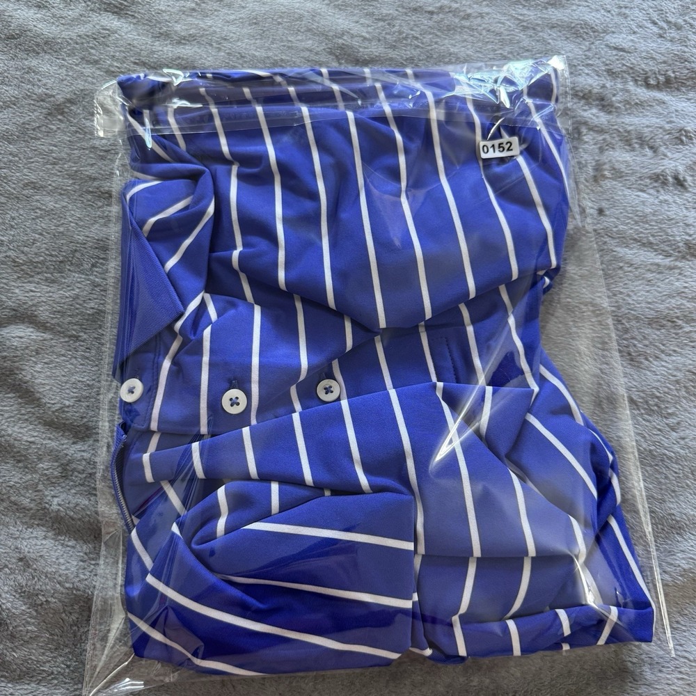 RLX Polo Shirt Mens L Blue White Stripe Golf Performance Stretch Ralph Lauren - Picture 10 of 10